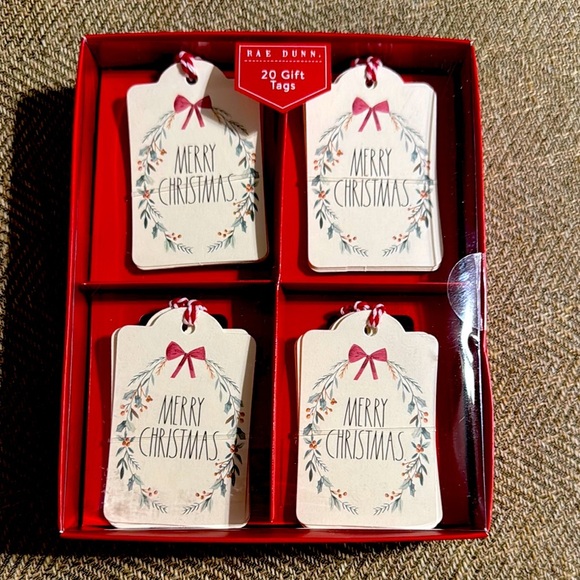 NWT Rae Dunn Holiday Christmas Gift Tags Set 20 Count 1 Box MERRY CHRISTMAS - Picture 1 of 2